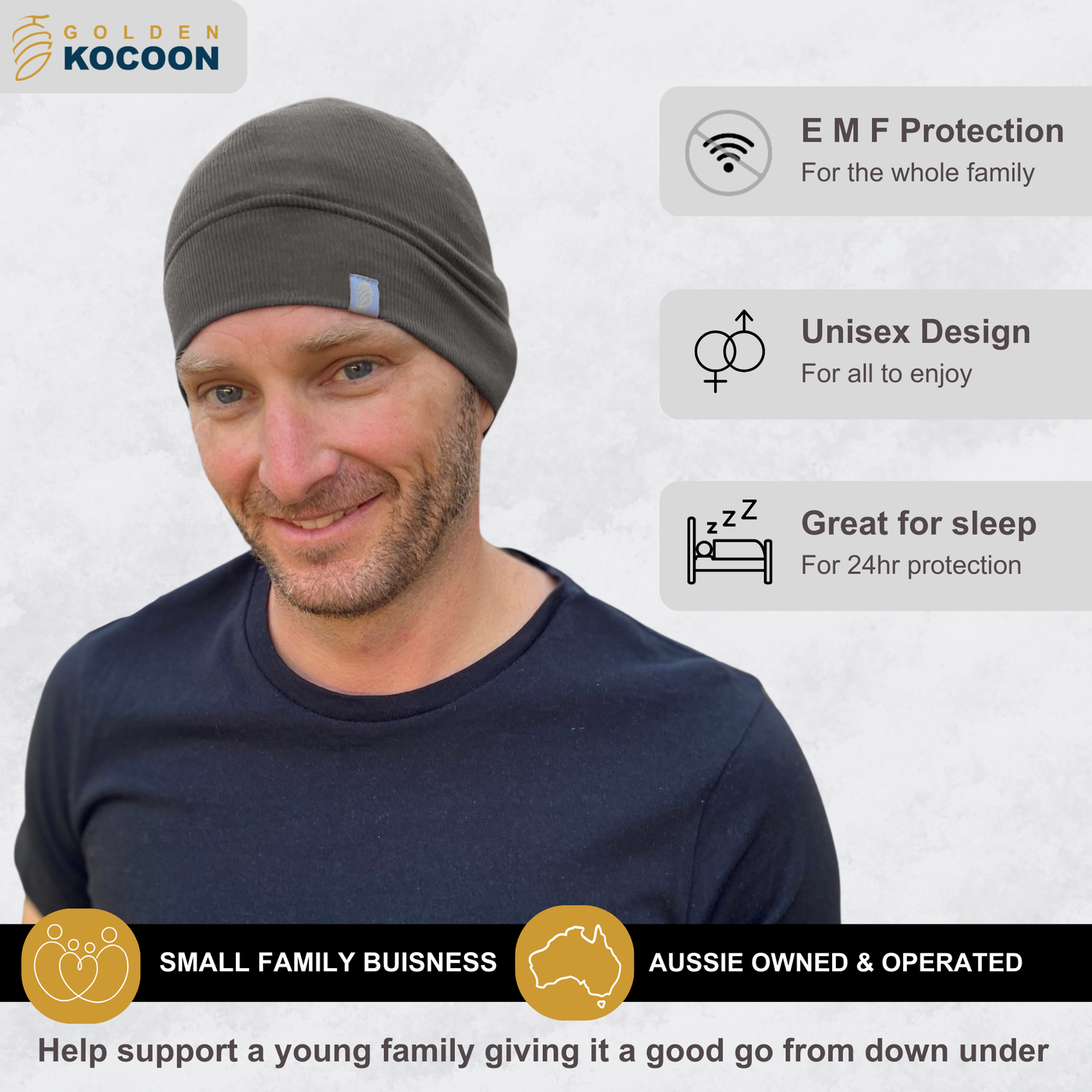 EMF Protection Skull Cap, using a EMF Bamboo Fabric. Use for 5g Protection, Anti Radiation