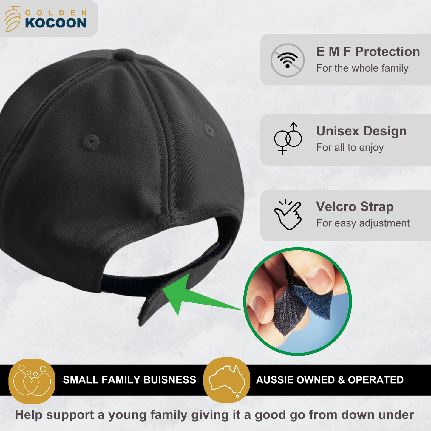 EMF Protection Cap in Black, using a EMF Bamboo Fabric. Use for 5g Protection, Anti Radiation