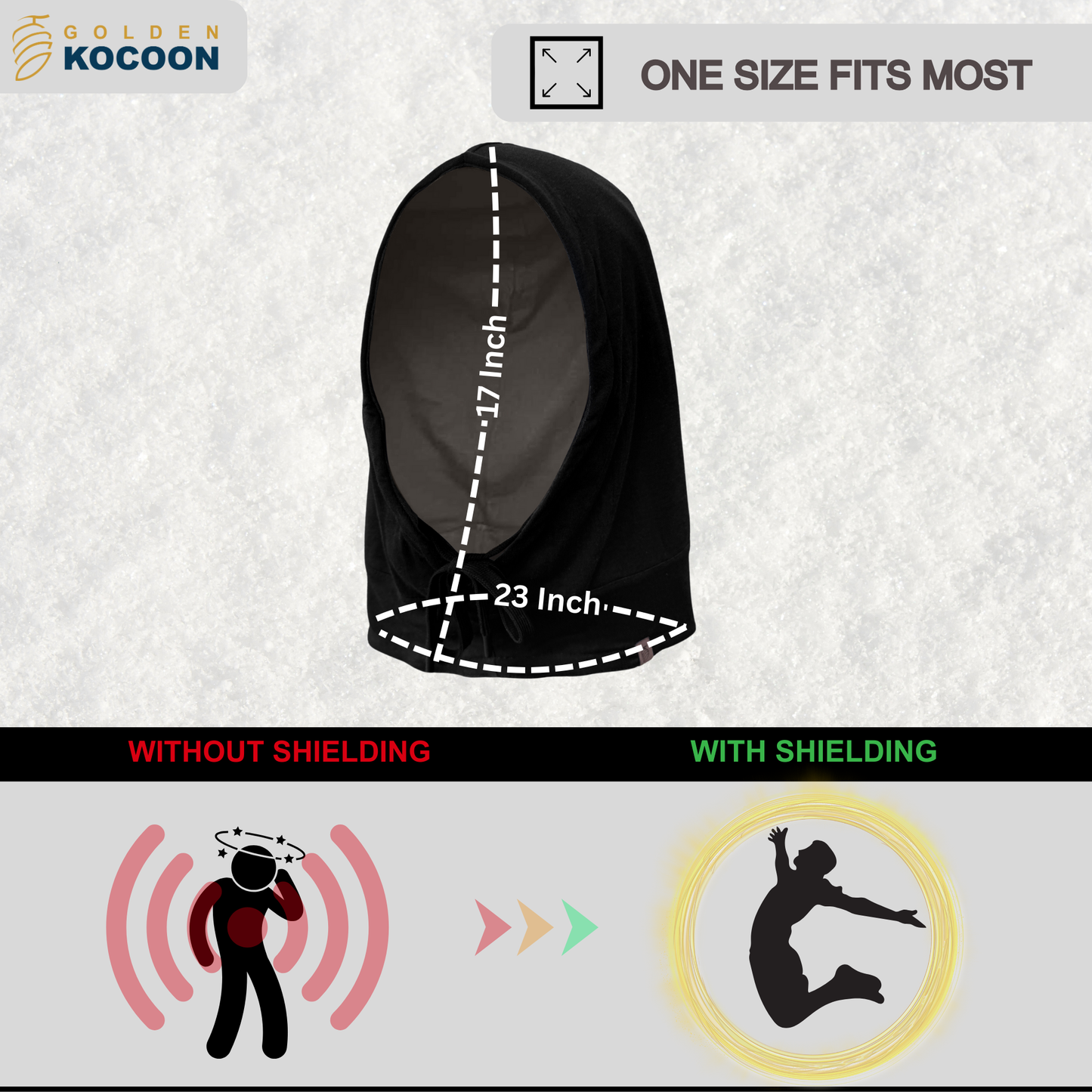 EMF Protection Hood in Black, using a EMF Bamboo Fabric. Use for 5g Protection, Anti Radiation