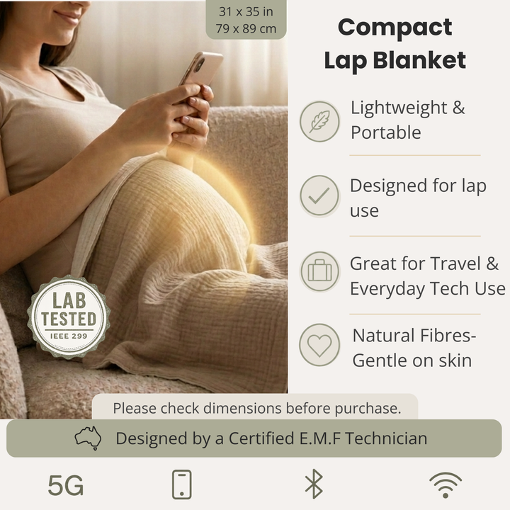 EMF Protection Crepe Blanket - 99.6% Shielding for 5G, Wi-Fi & Bluetooth