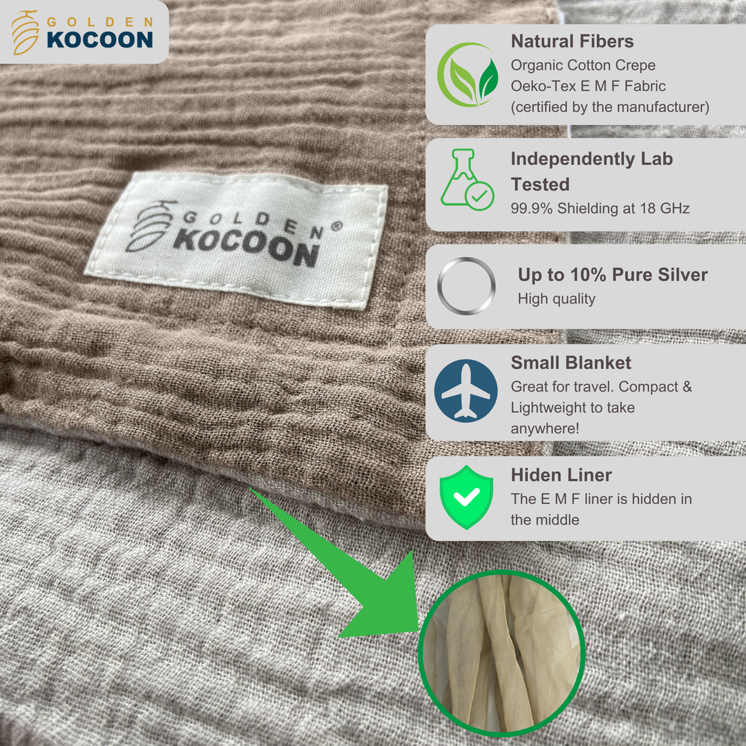 EMF Protection Crepe Blanket - 99.6% Shielding for 5G, Wi-Fi & Bluetooth