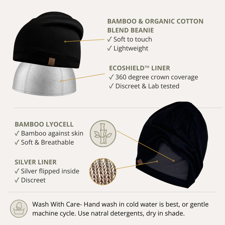 EMF Protection Slouch Beanie - 99.8% Shielding for 5G, Wi-Fi & Bluetooth