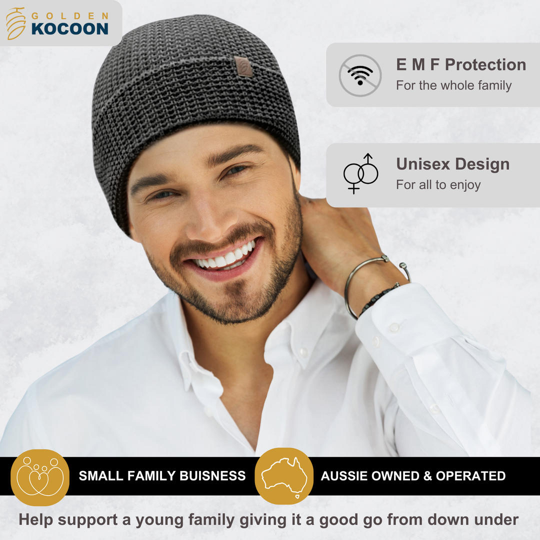 EMF Protection Organic Cotton Beanie - 99.8% Shielding for 5G, Wi-Fi & Bluetooth